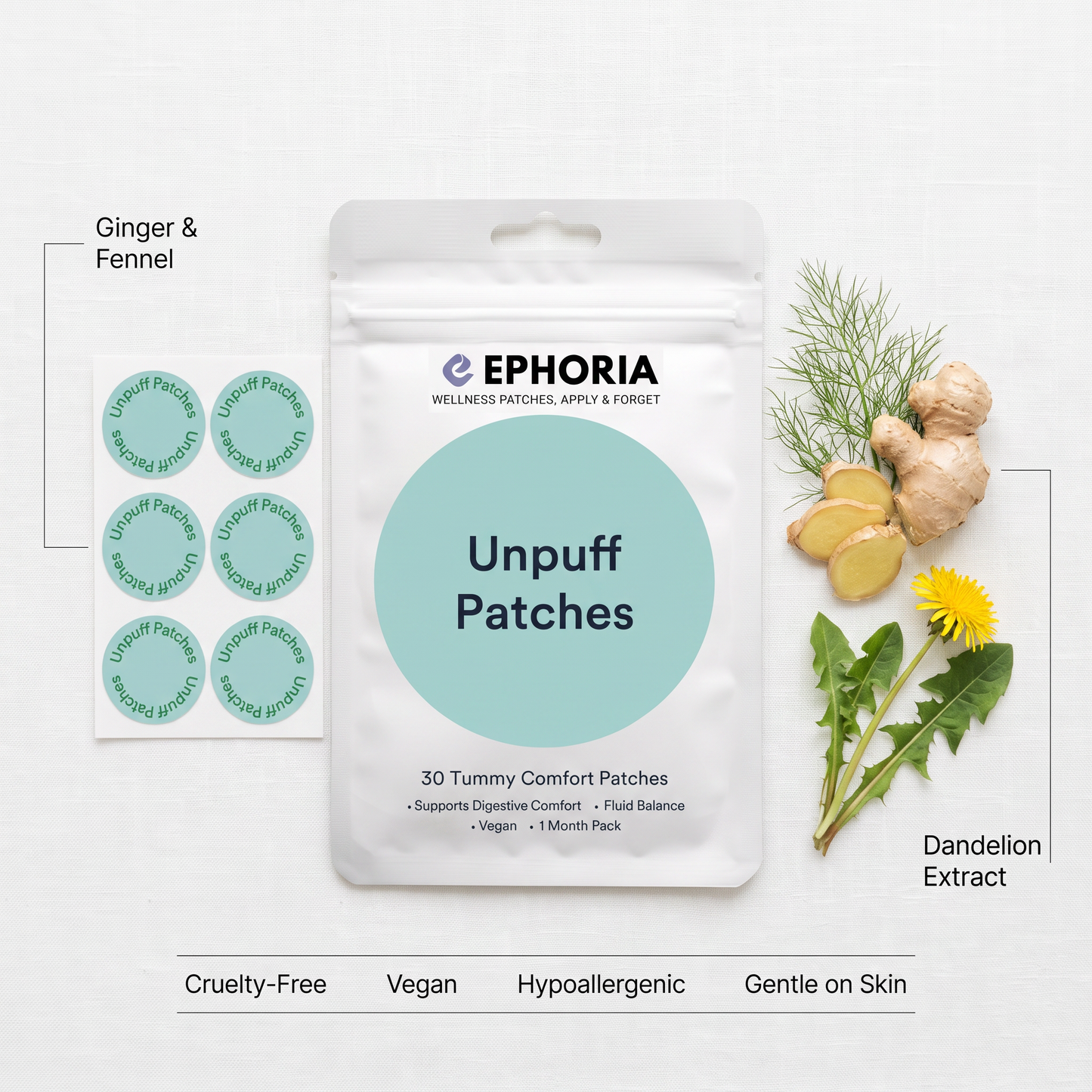 Ebb ingredients flat lay